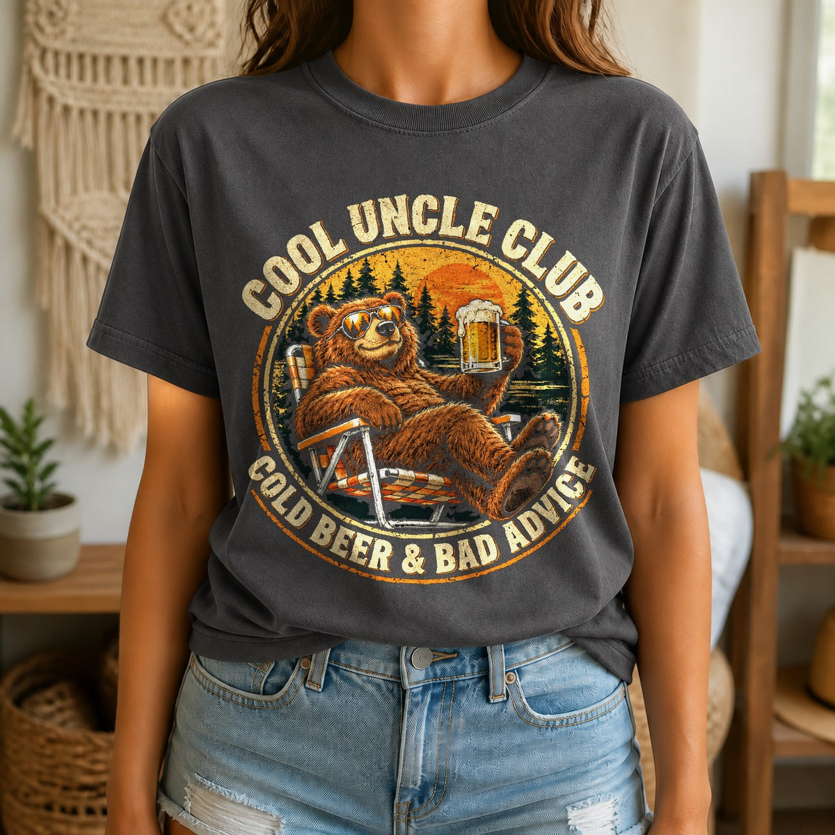 Cool Uncle Club Comfort Colors Graphic T-Shirt, Beer Lover Gift