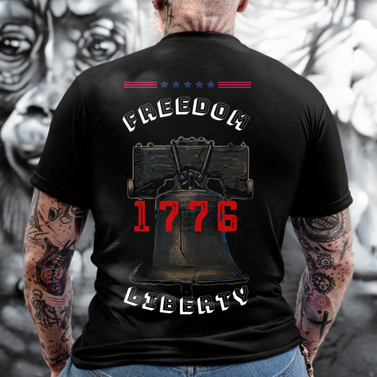 1776 Liberty Bell T-Shirt, Freedom Patriotic Tee for Men, USA Independence Day Shirt, American History Gift for Veterans & Patriots