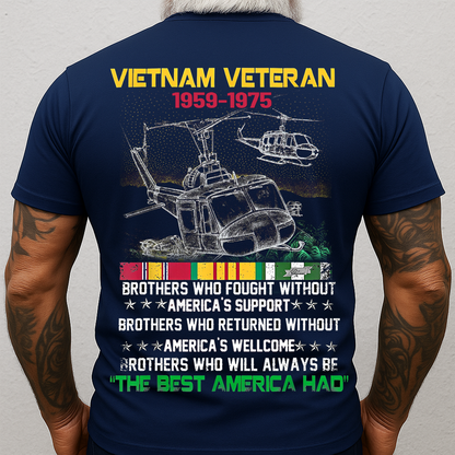 Vietnam Veteran The Best America Had Tee, 1959-1975 Army Military Tribute UH-1 Huey Helicopter Shirt