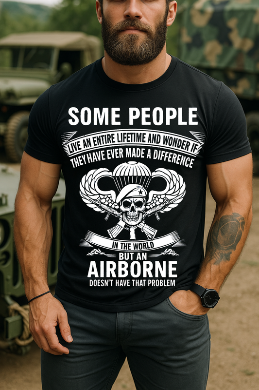 Airborne Paratrooper Veteran T-Shirt – Skull Military Graphic Tee Gift for U.S Army