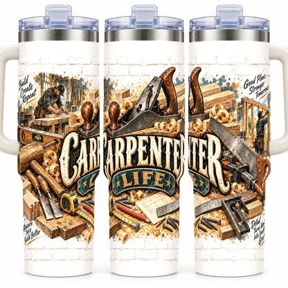 Carpenter Woodworking Collage 40 oz Tumbler with Handle