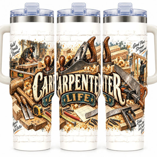 Carpenter Woodworking Collage 40 oz Tumbler with Handle
