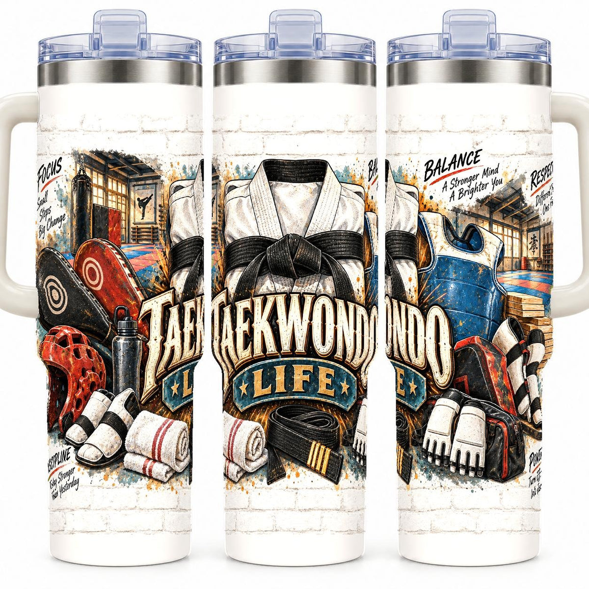 Taekwondo Training Gear Collage 40 oz Tumbler with Straw