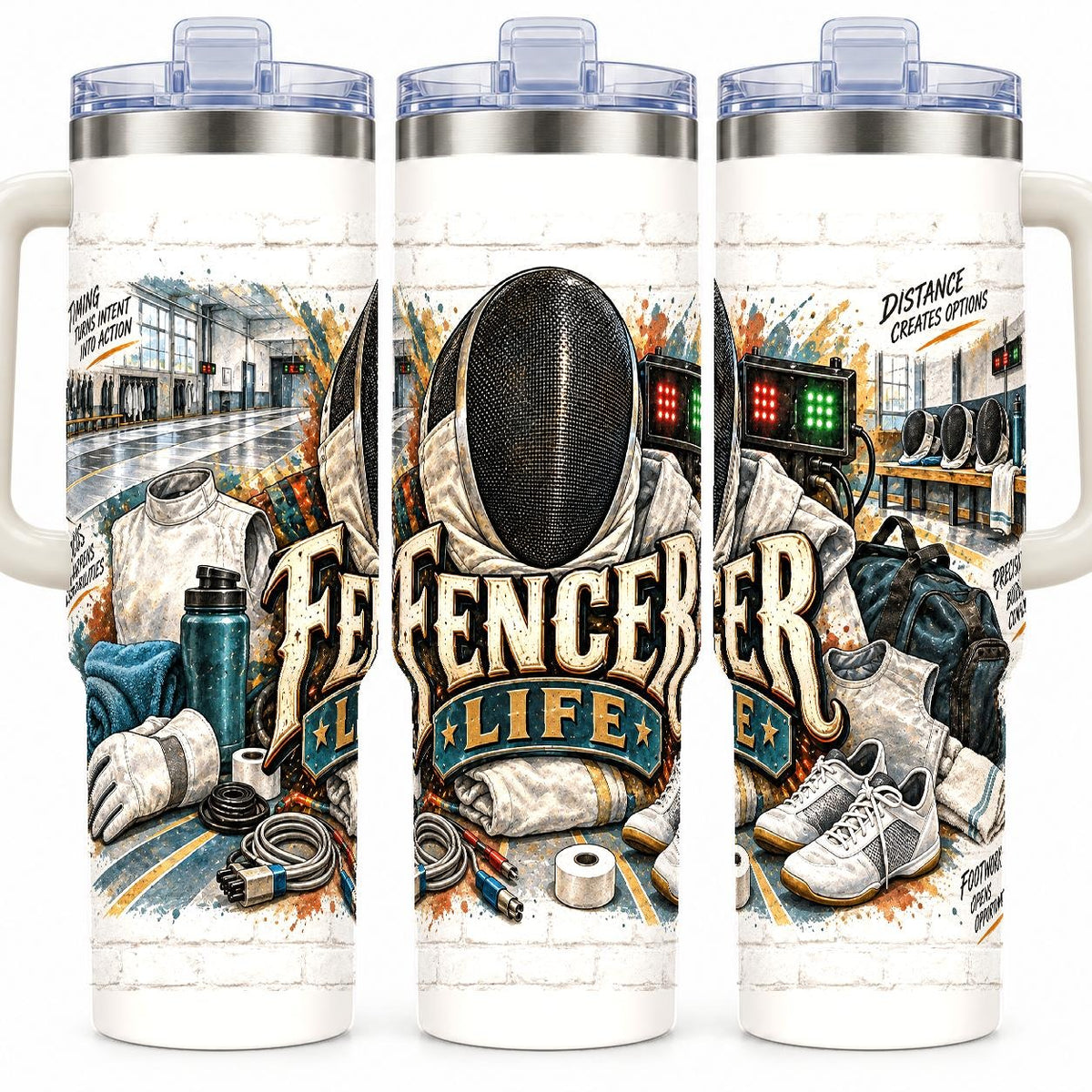 Fencing Training Gear Collage 40 oz Tumbler with Straw
