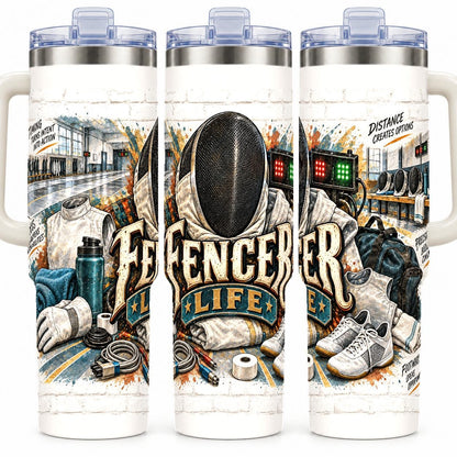 Fencing Training Gear Collage 40 oz Tumbler with Straw