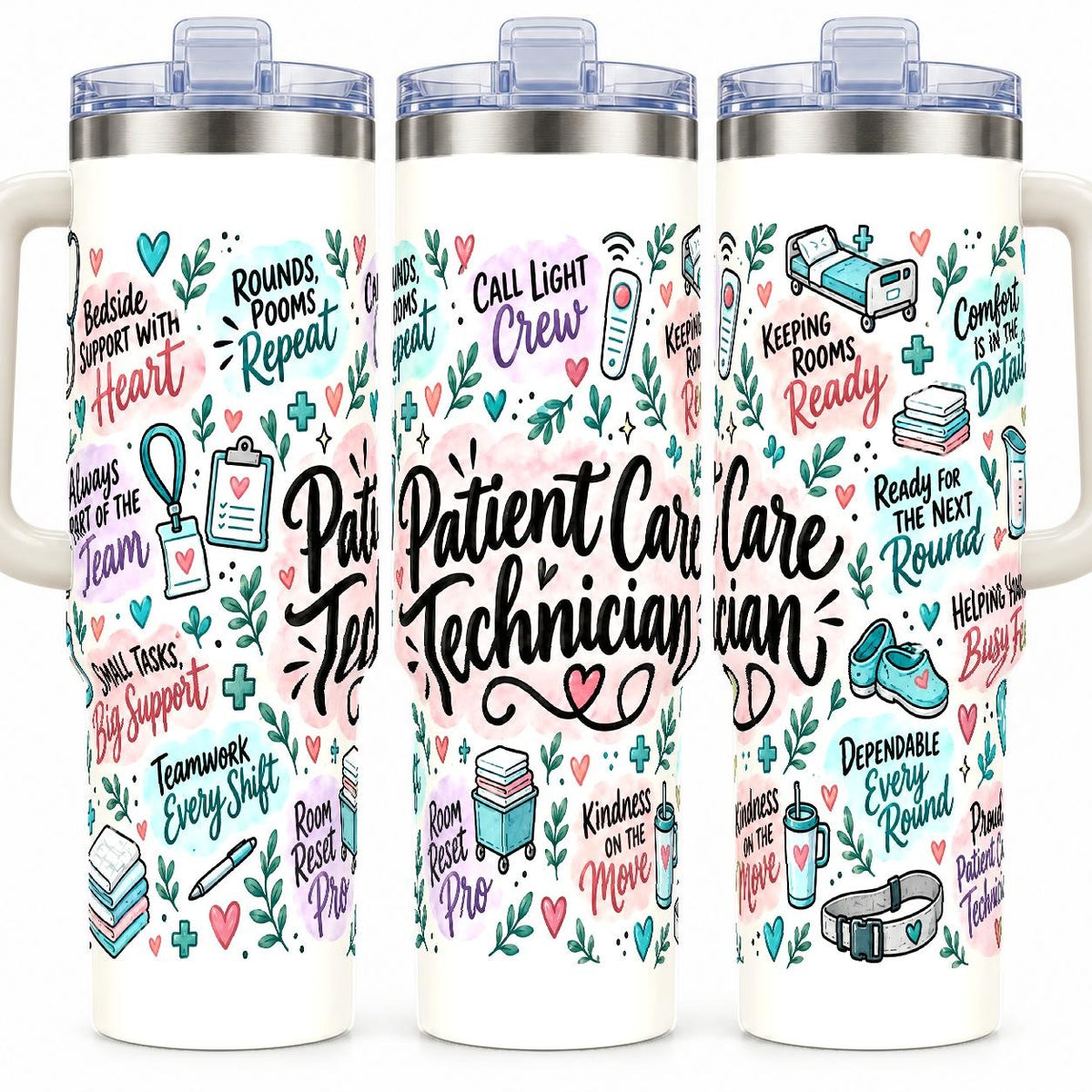 Patient Care Technician 40 oz Tumbler with Handle and Straw
