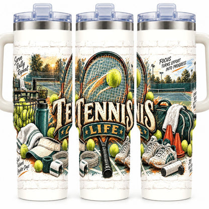 Tennis Gear Collage 40 oz Tumbler with Handle and Straw