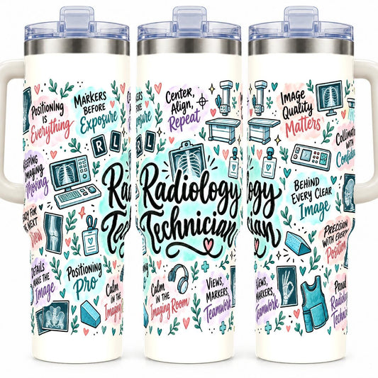 Radiology Technician 40 oz Tumbler with Handle and Straw, Pastel