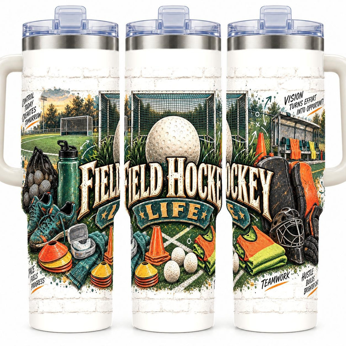Field Hockey Gear Collage 40 oz Tumbler with Straw