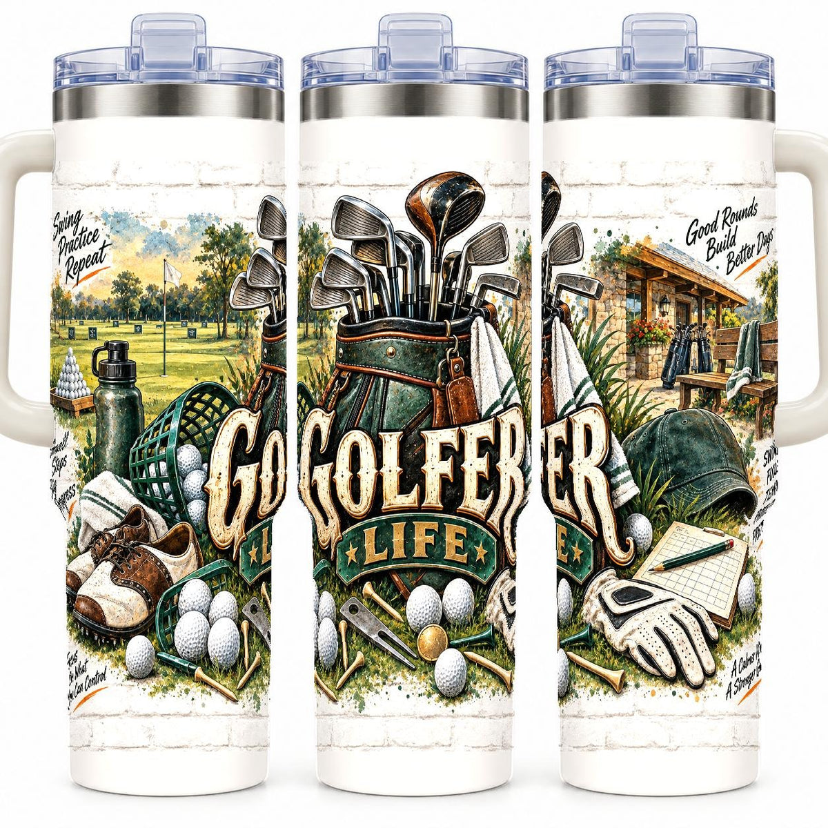 Golf Gear Collage 40 oz Tumbler with Handle and Straw