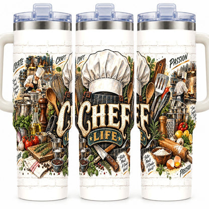 Chef Kitchen Tools 40 oz Tumbler with Handle and Straw
