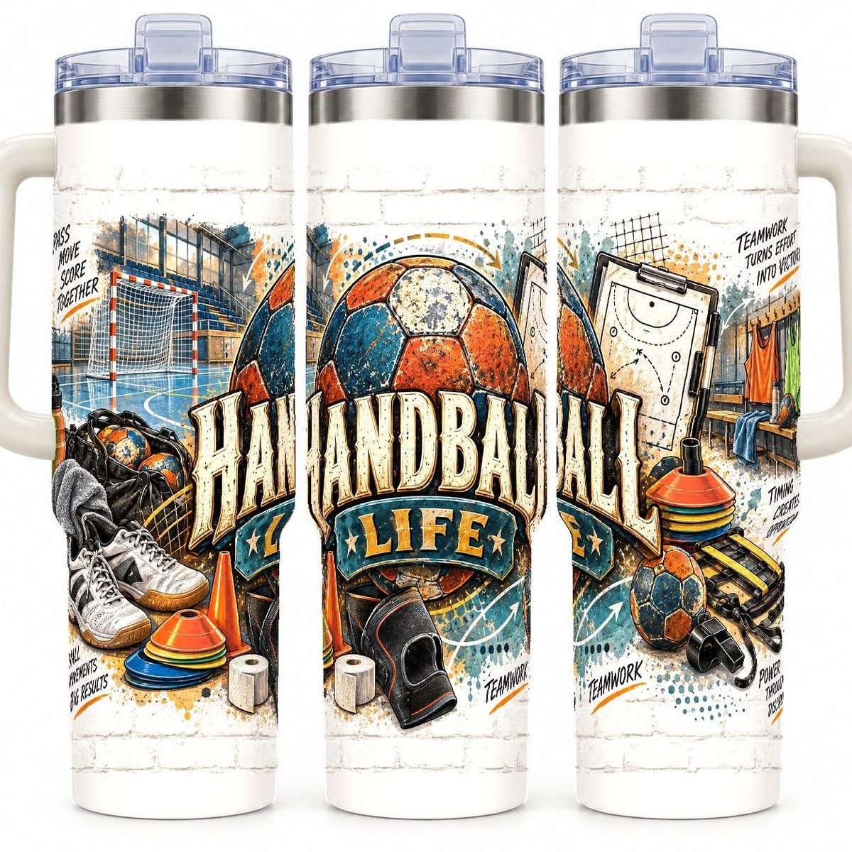 Handball Gear Collage 40 oz Tumbler with Handle and Straw