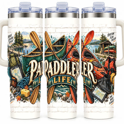 Canoe and Kayak Gear Collage 40 oz Tumbler with Straw