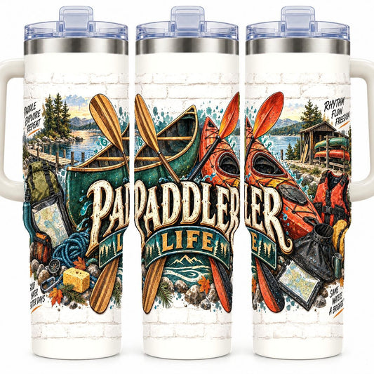 Canoe and Kayak Gear Collage 40 oz Tumbler with Straw