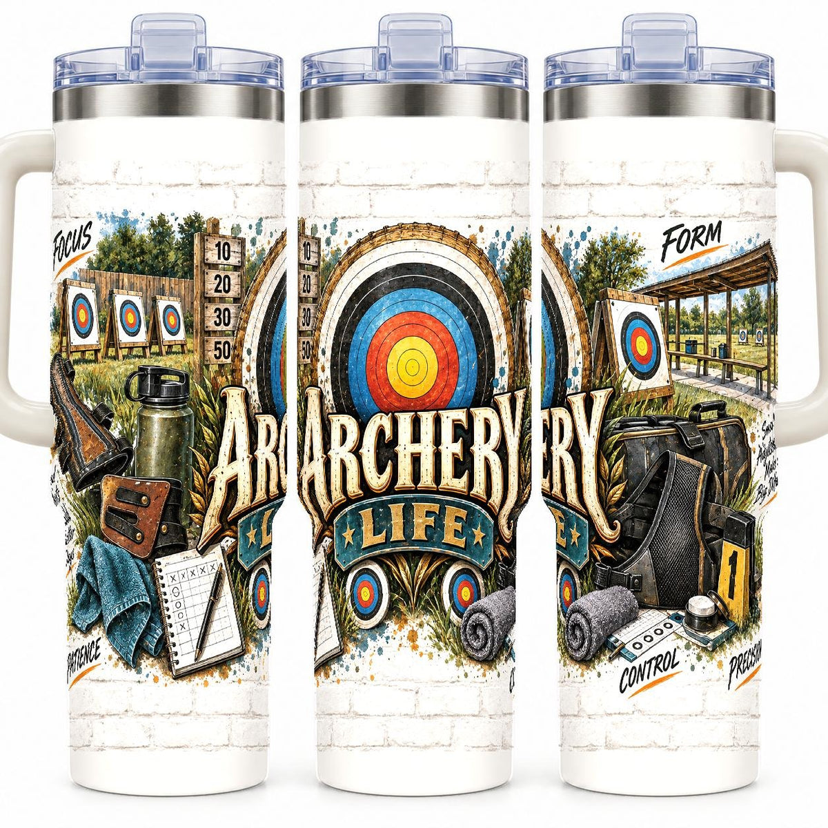 Archery Training Collage 40 oz Tumbler with Handle and Straw