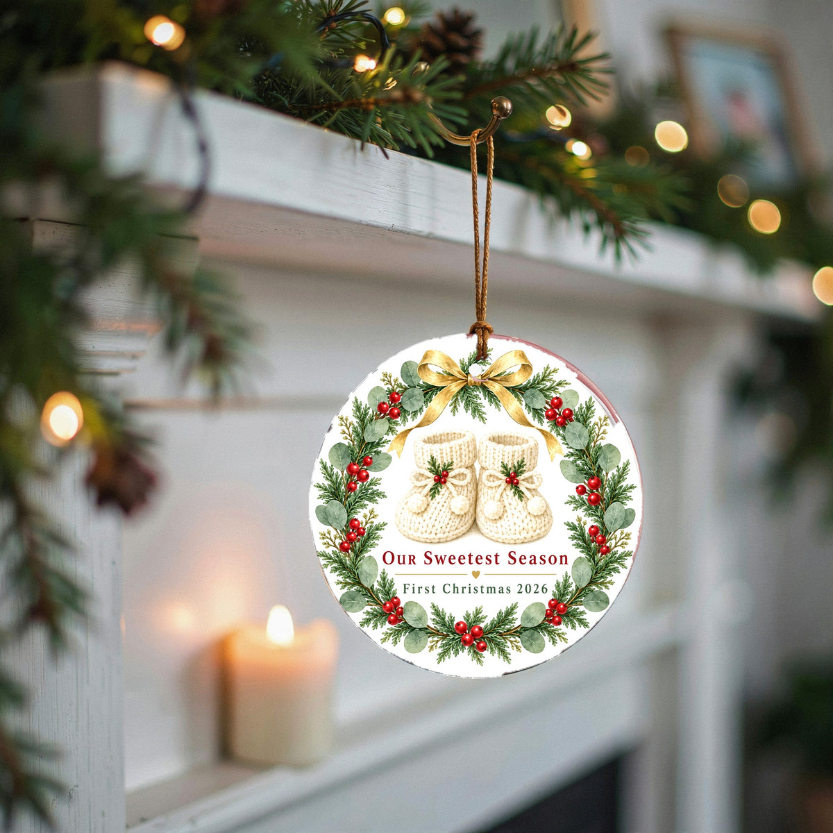 Sweetest Season Baby First Christmas 2026 Ceramic Holiday Ornament