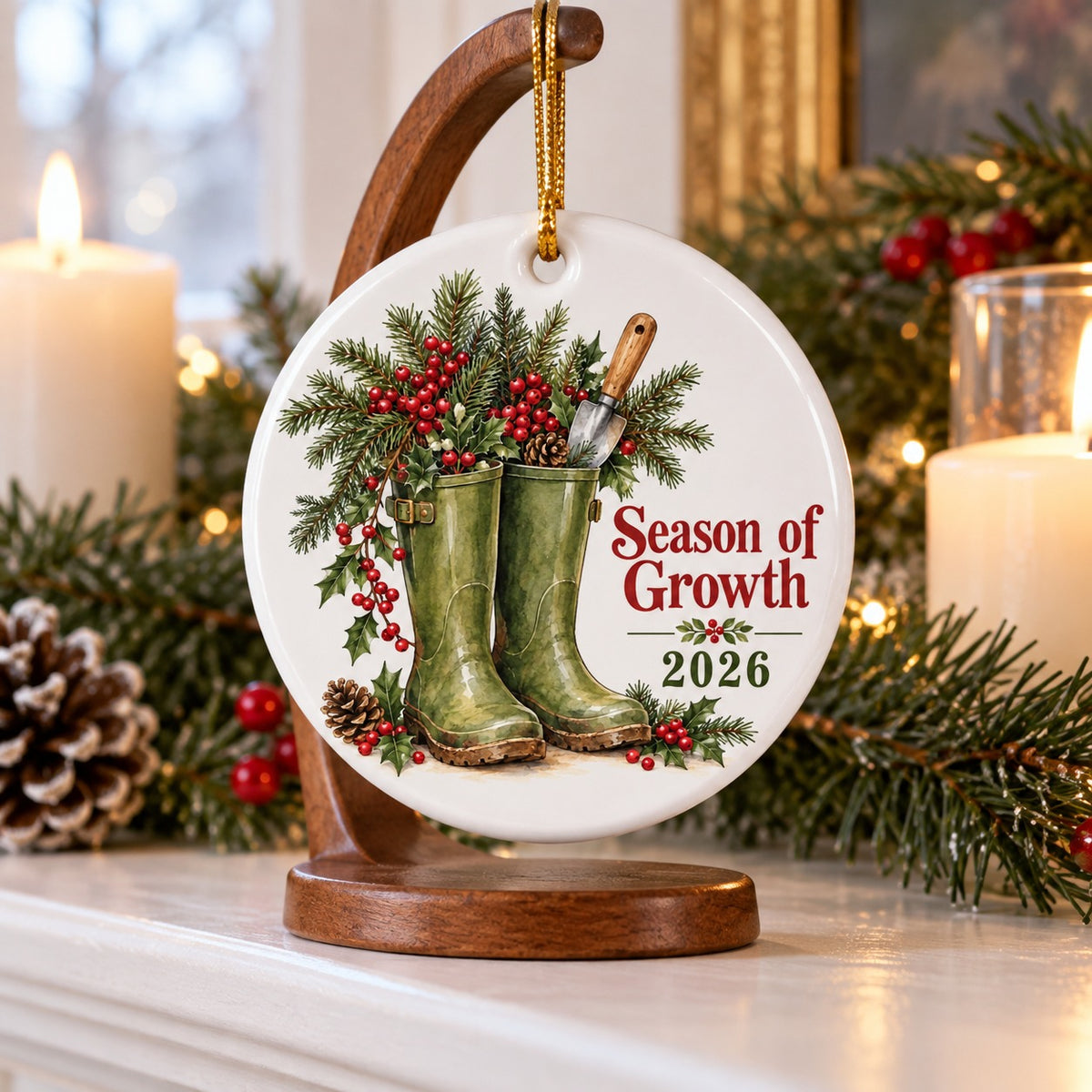Botanical Garden Boots Christmas Ornament for Plant Lovers