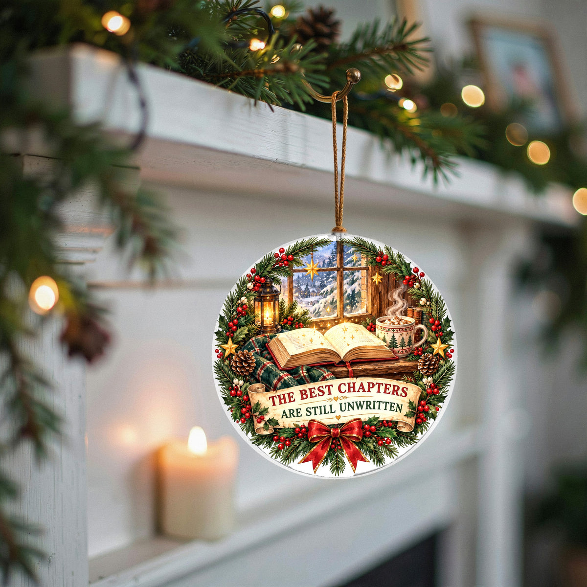Unwritten Chapters Ceramic Book Lovers Christmas Ornament
