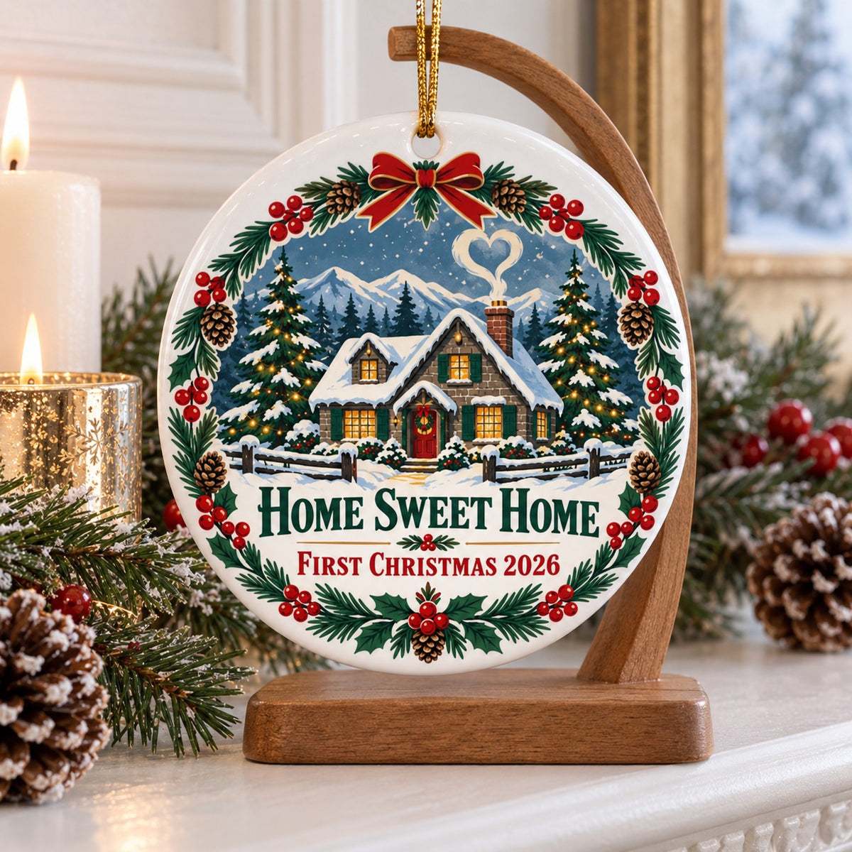 Home Sweet Home 2026 Ceramic Christmas Ornament for New Homeowners