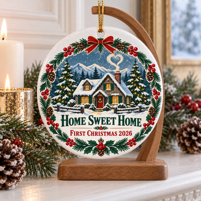 Home Sweet Home 2026 Ceramic Christmas Ornament for New Homeowners