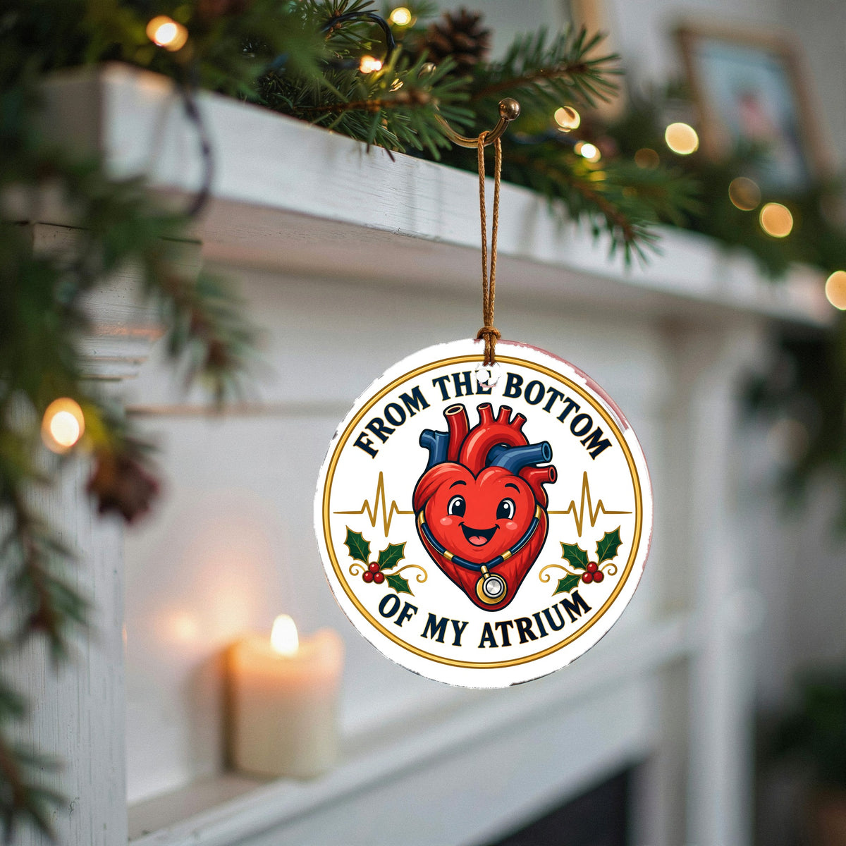 Bottom of My Atrium Badge Ceramic Holiday Ornament, Medical Gift