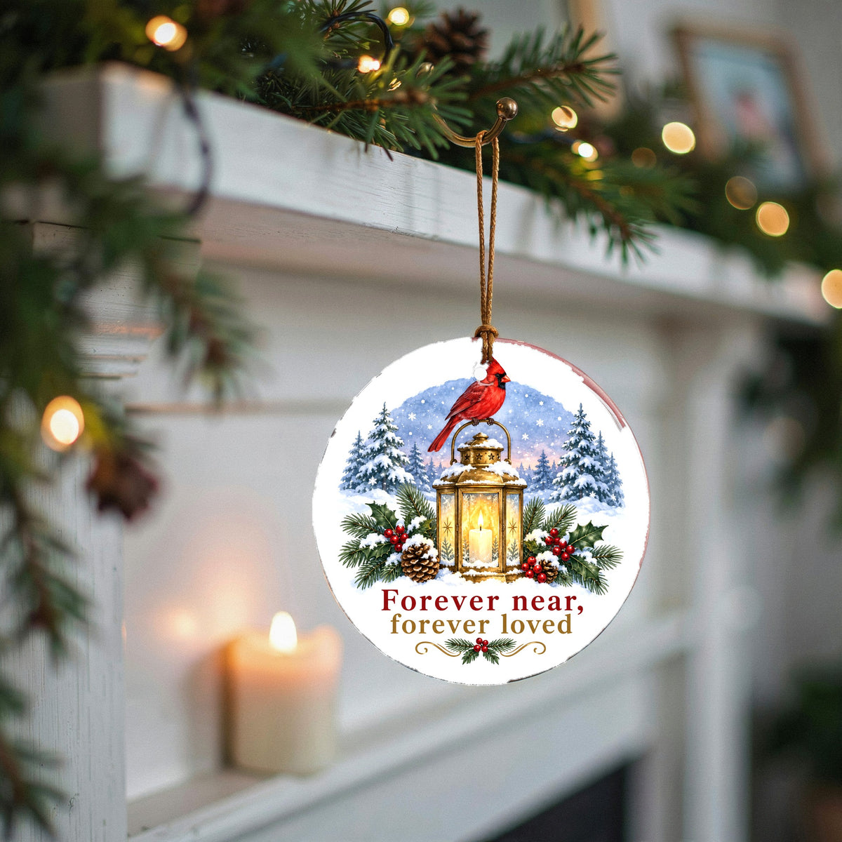 Lantern of Remembrance Memorial Christmas Ornament with Cardinal