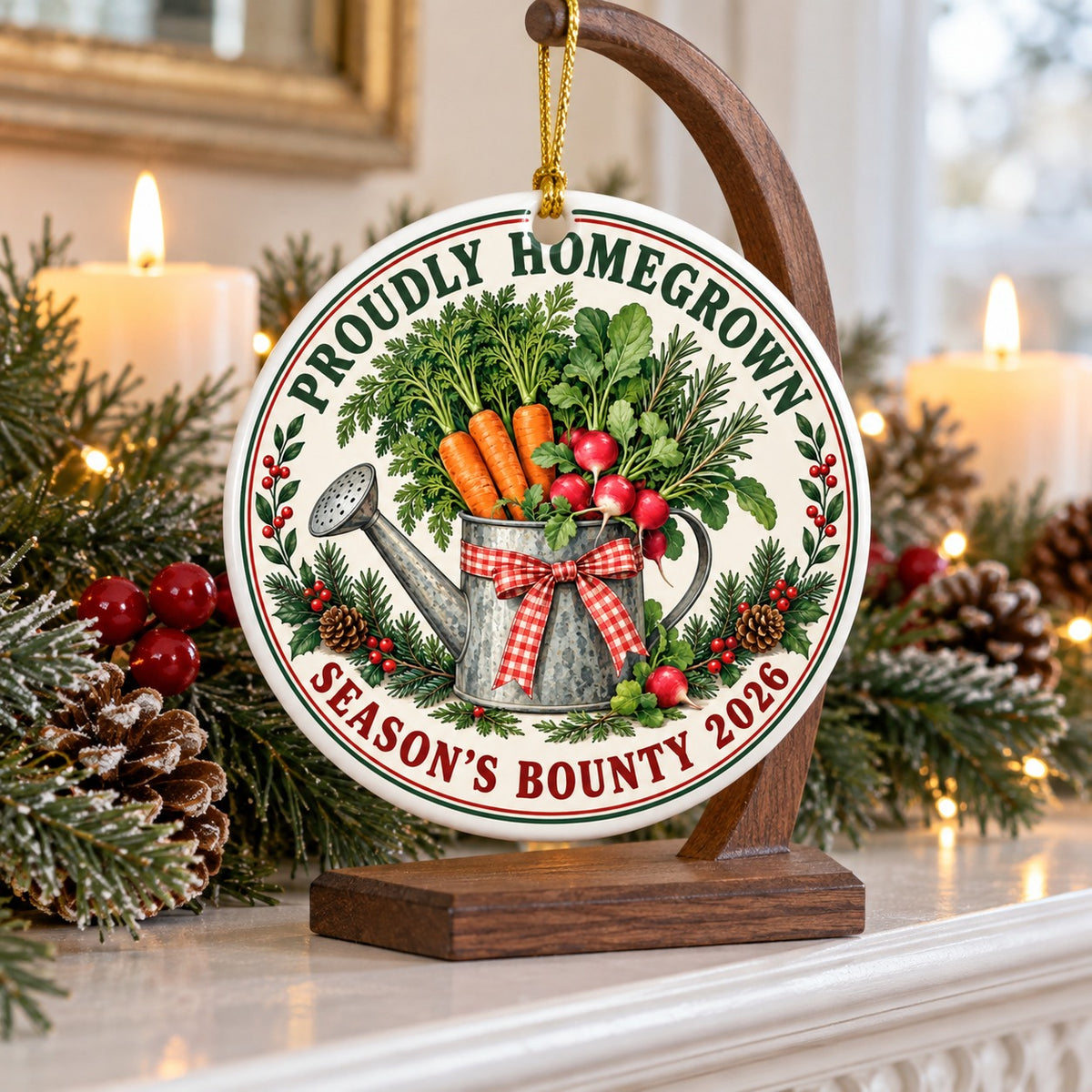 Proudly Homegrown Garden Harvest Ceramic Christmas Ornament