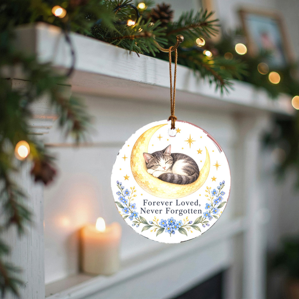 Moonbeam Cat Memorial Ornament, Pet Sympathy Remembrance Keepsake