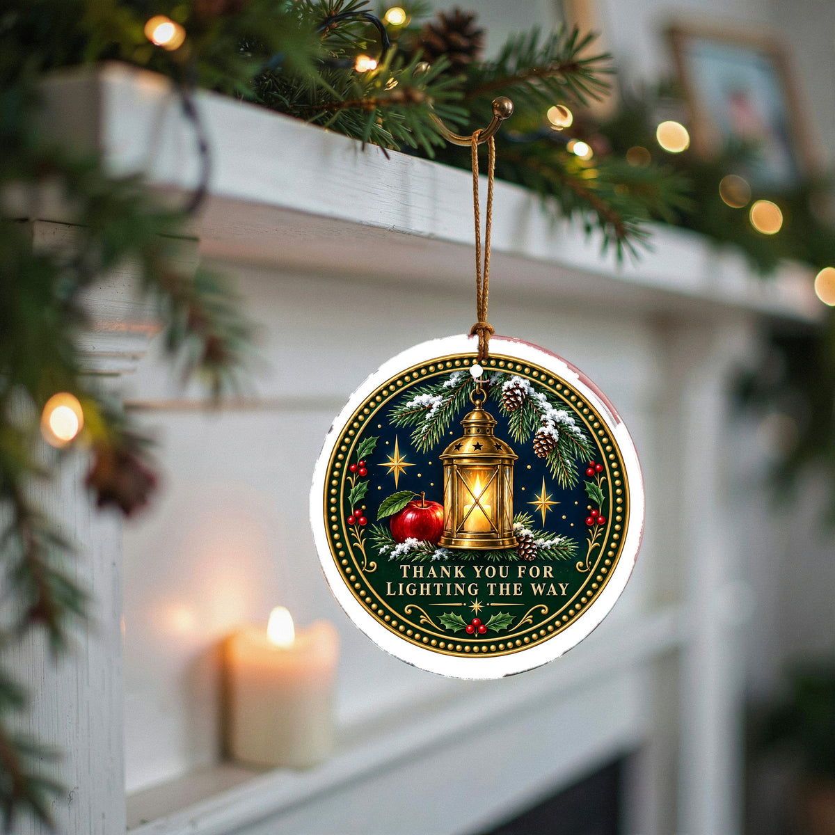 Guiding Lantern Teacher Keepsake Ceramic Holiday Ornament