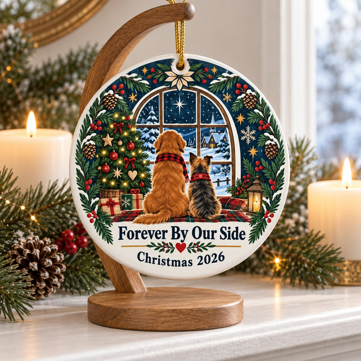 Forever by Our Side Dog Keepsake Ceramic Christmas Ornament