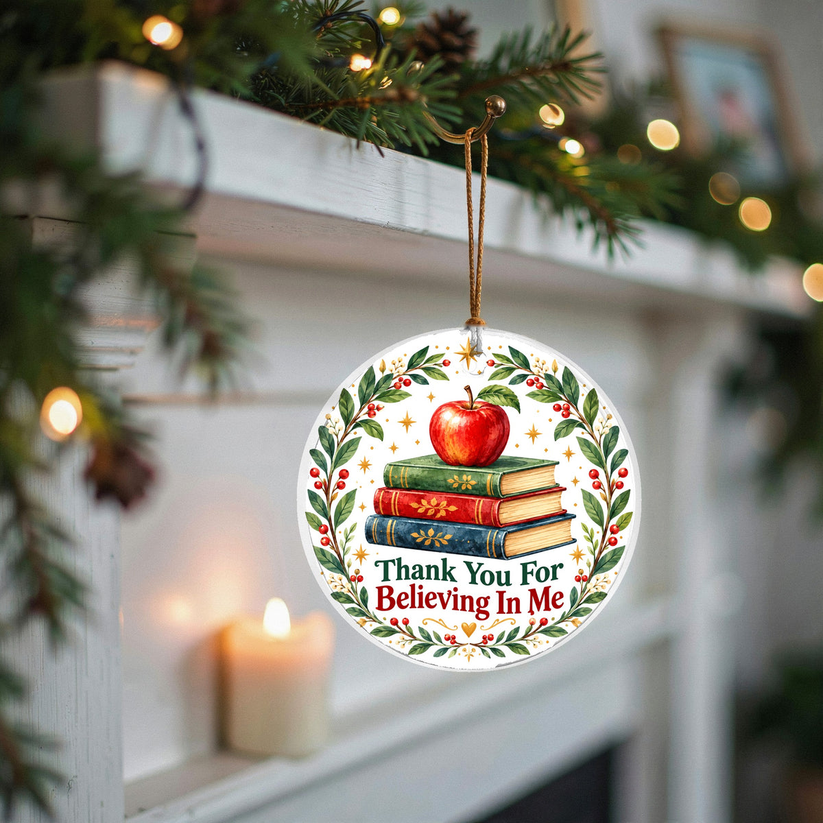 Storybook Blooms Teacher Keepsake Ceramic Christmas Ornament