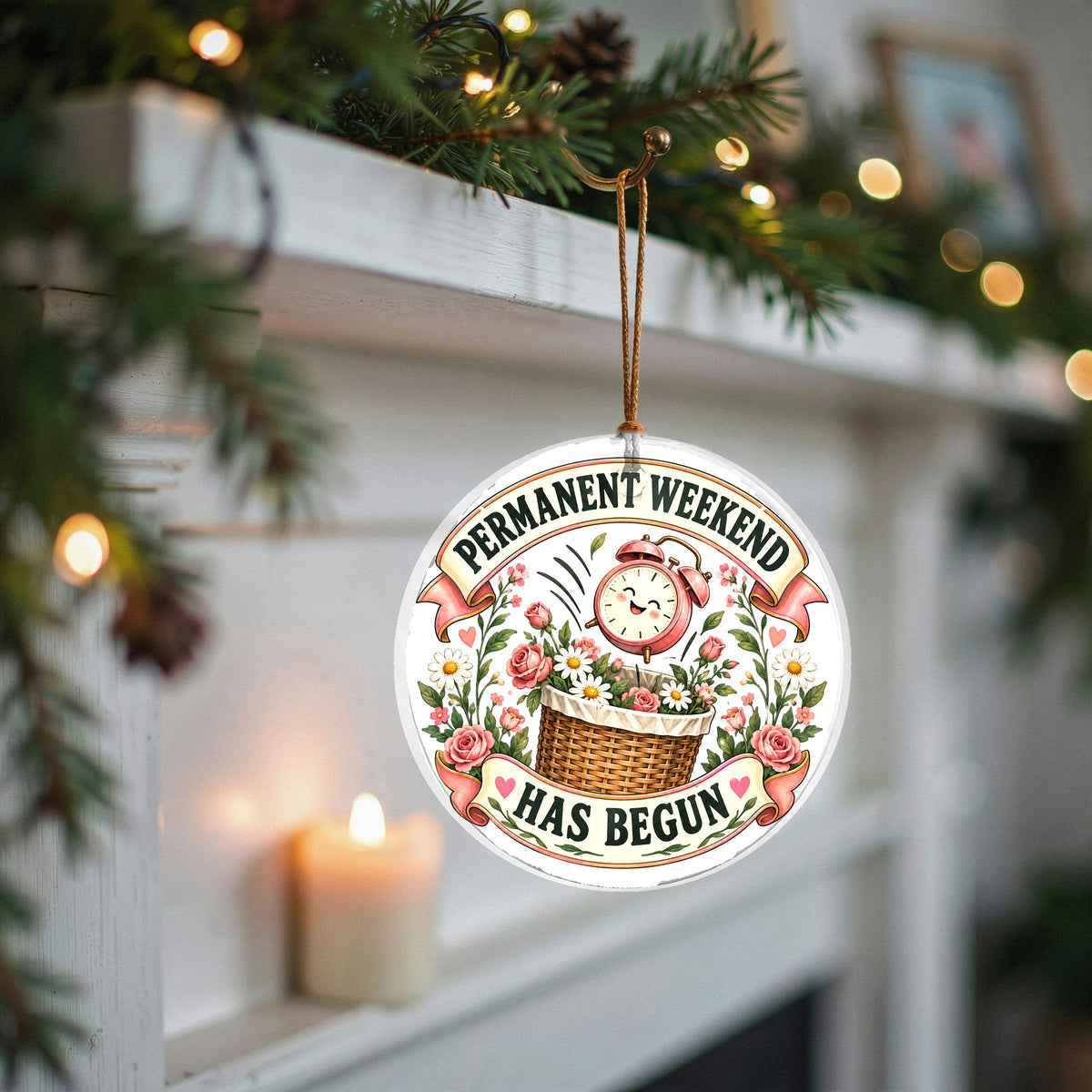 Permanent Weekend Ceramic Retirement Christmas Ornament