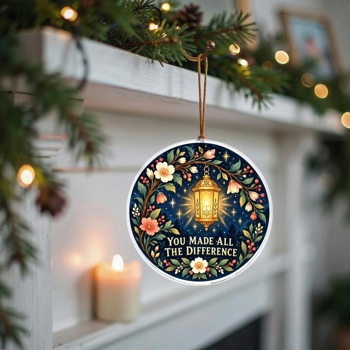Folk Art Guiding Lantern Ceramic Christmas Ornament for Appreciation