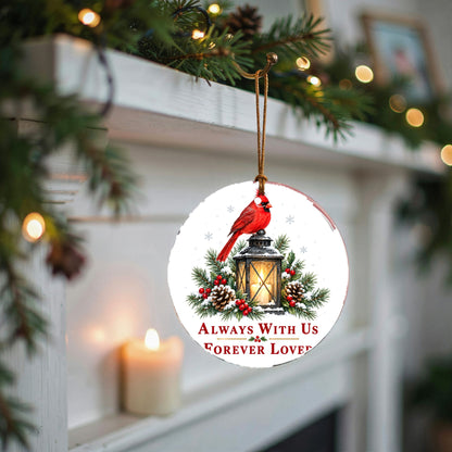 Luminous Remembrance Lantern Cardinal Memorial Ceramic Christmas Ornament