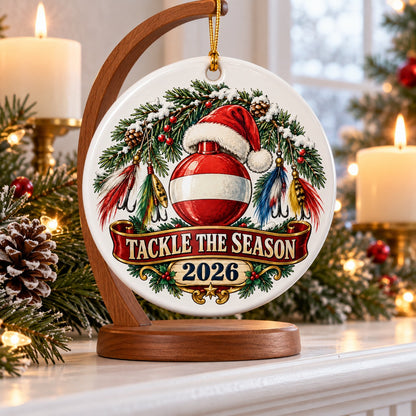 Tackle The Season Fishing Ceramic Christmas Tree Ornament