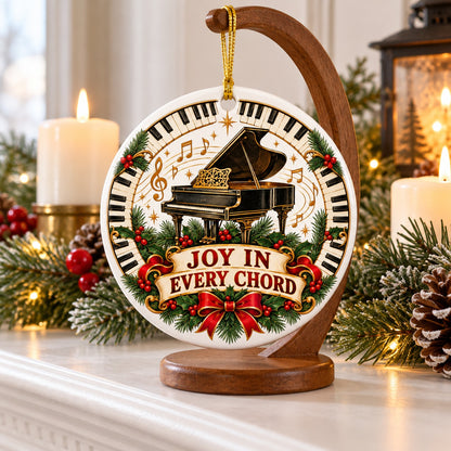 Joy in Every Chord Piano Ceramic Holiday Christmas Ornament