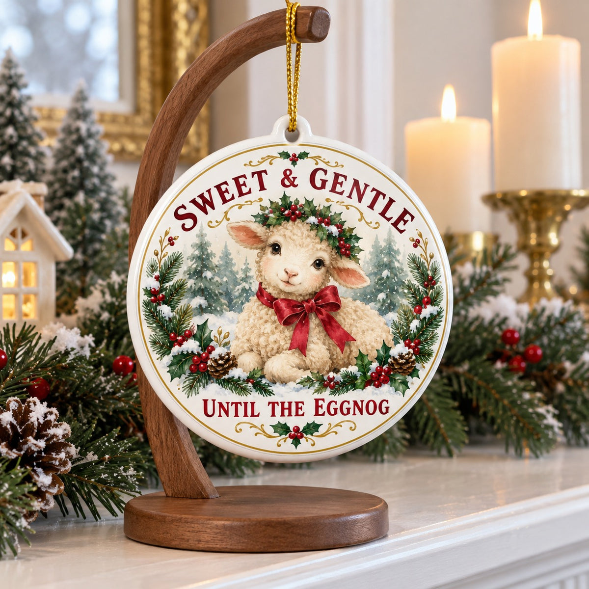 Innocent Lamb Christmas Ornament, Funny Holiday Tree Decor