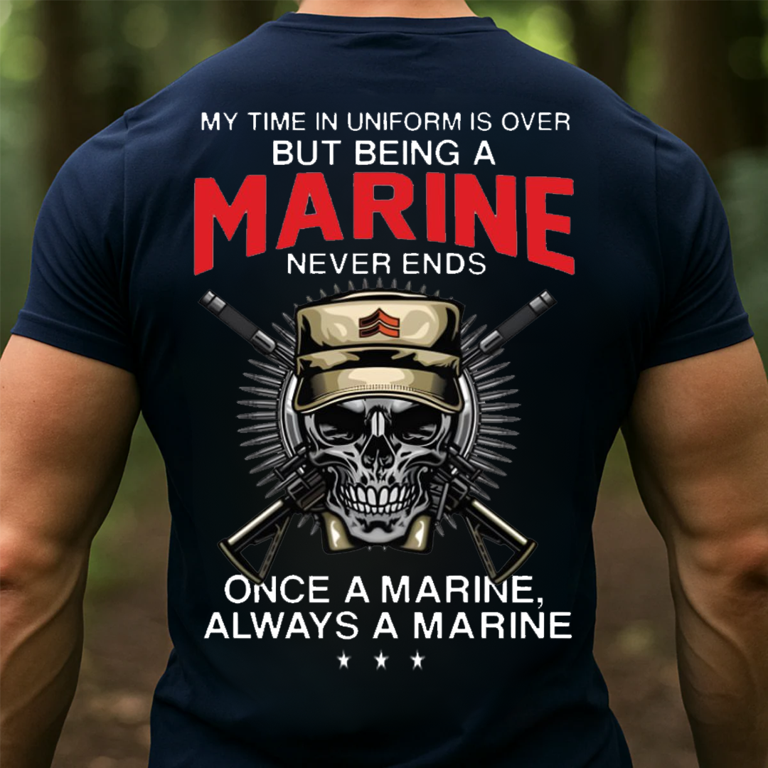 "Once a Marine, Always a Marine" T-Shirt, U.S Military Patriotic Design, Gift Idea for Veterans Day