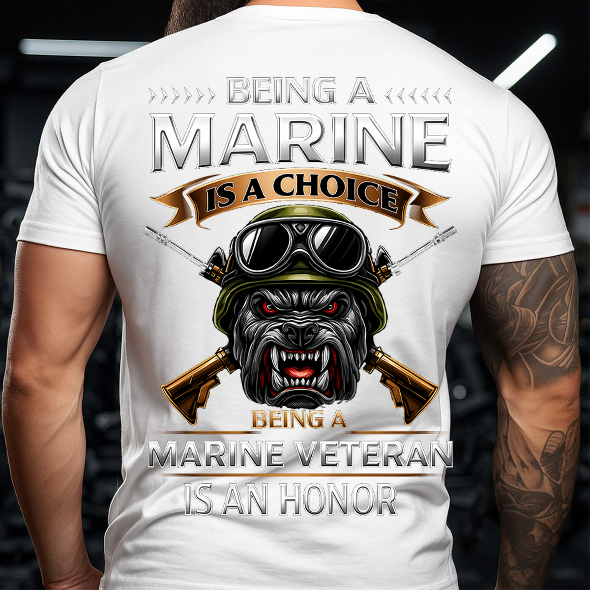 Being a Marine Veteran T-Shirt – Bulldog Military Skull Design for USMC