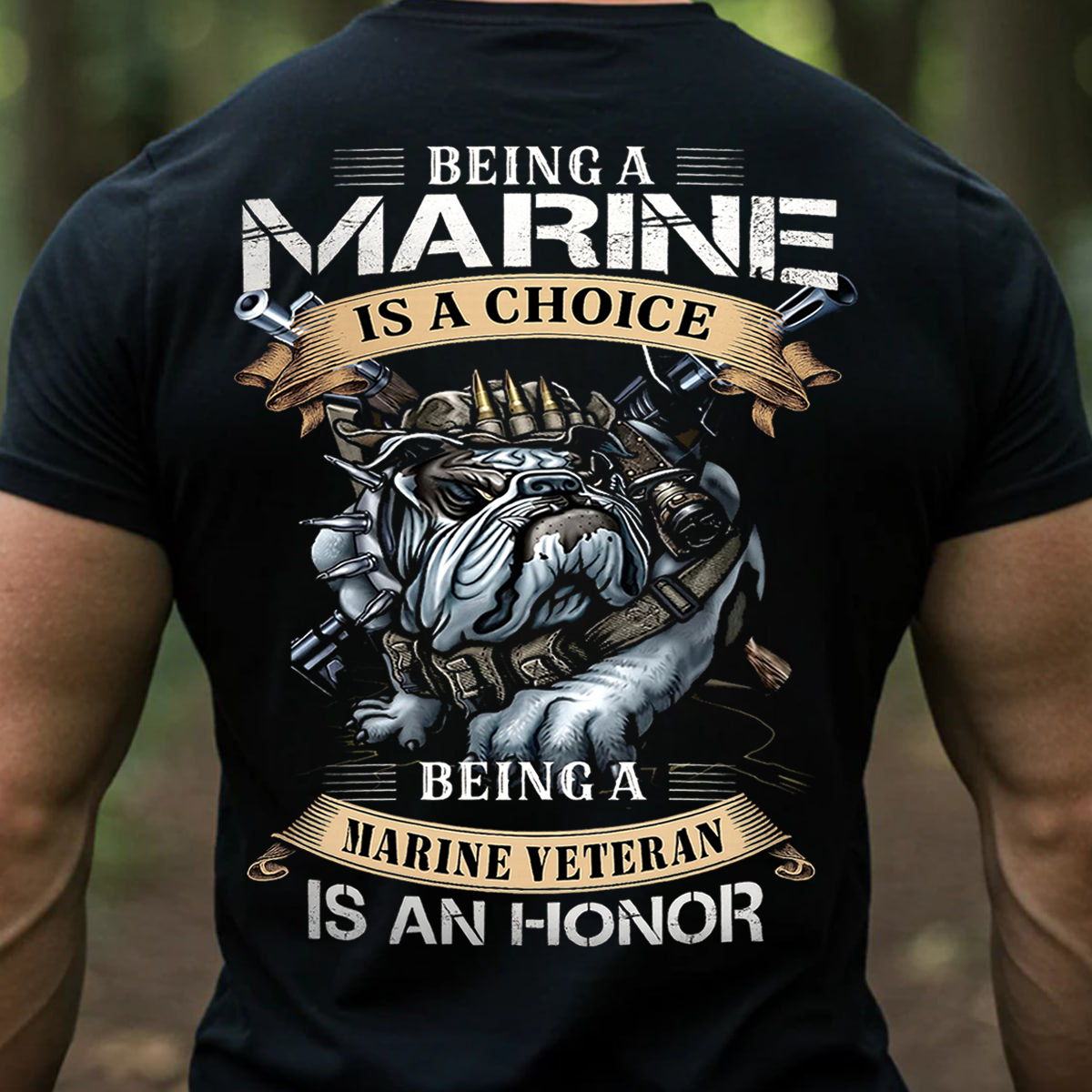 Marine Veteran T-Shirt – USMC Bulldog Design, Being a Marine Is a Choice, Veterans Day Gift