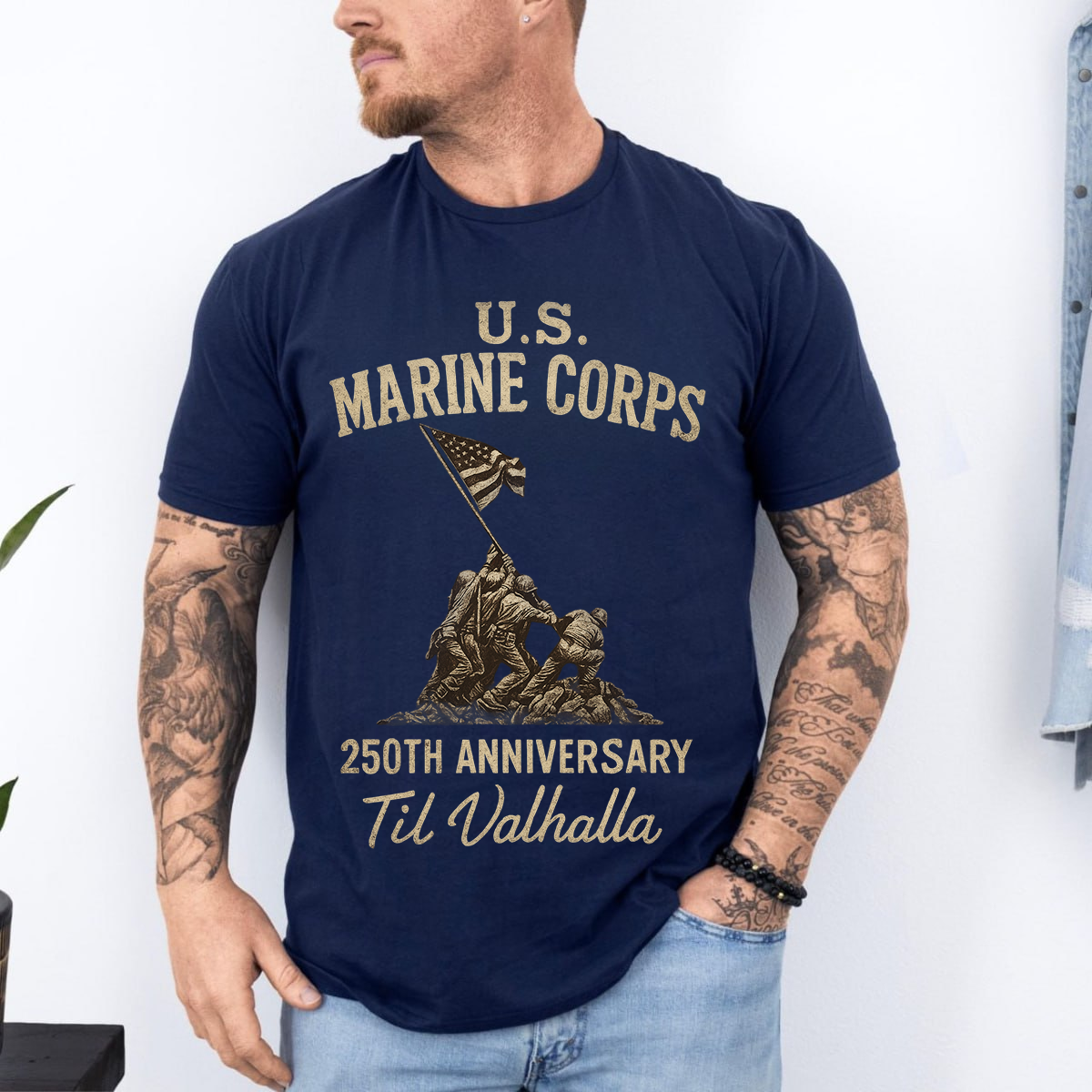 USMC 250th Anniversary Shirt, U.S. Marine Corps Til Valhalla Tee, Veteran Military Gift