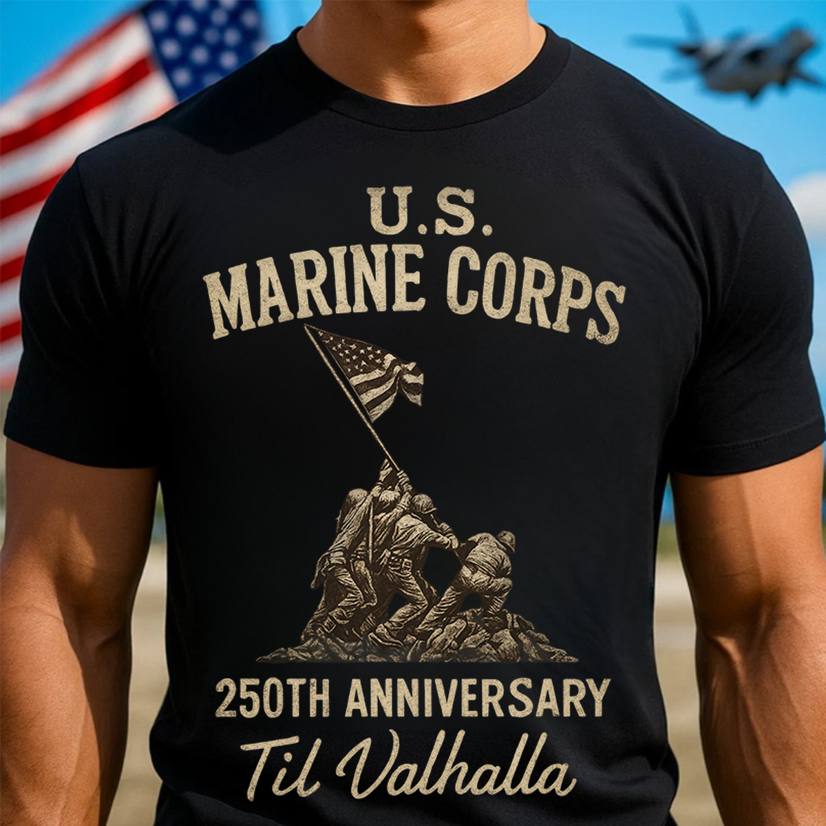 USMC 250th Anniversary Shirt, U.S. Marine Corps Til Valhalla Tee, Veteran Military Gift