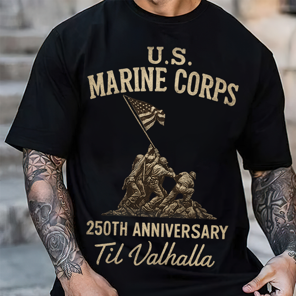 USMC 250th Anniversary Shirt, U.S. Marine Corps Til Valhalla Tee, Veteran Military Gift