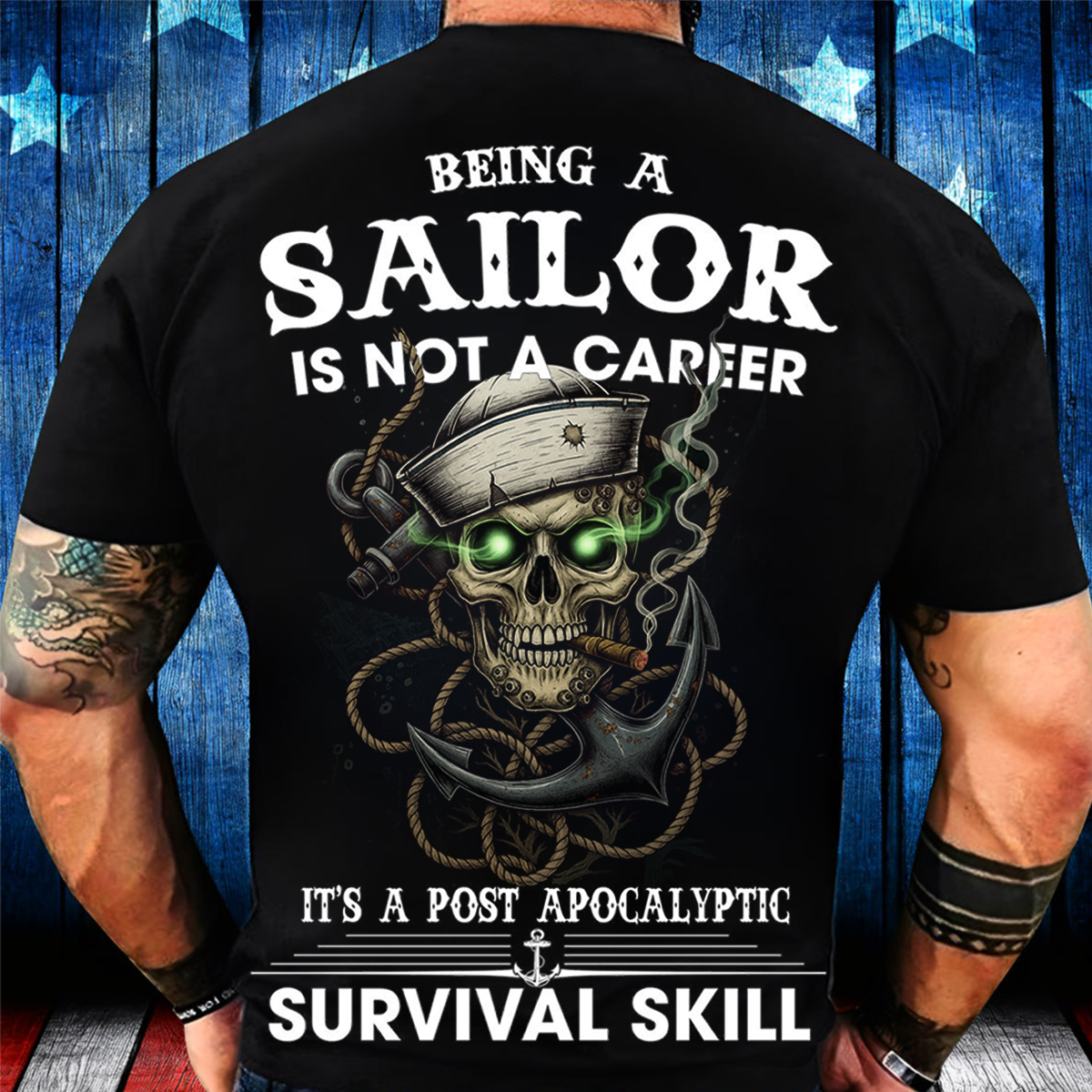 Sailor Skull T-Shirt – Navy Veteran Survival Skill Military Sailor Tee