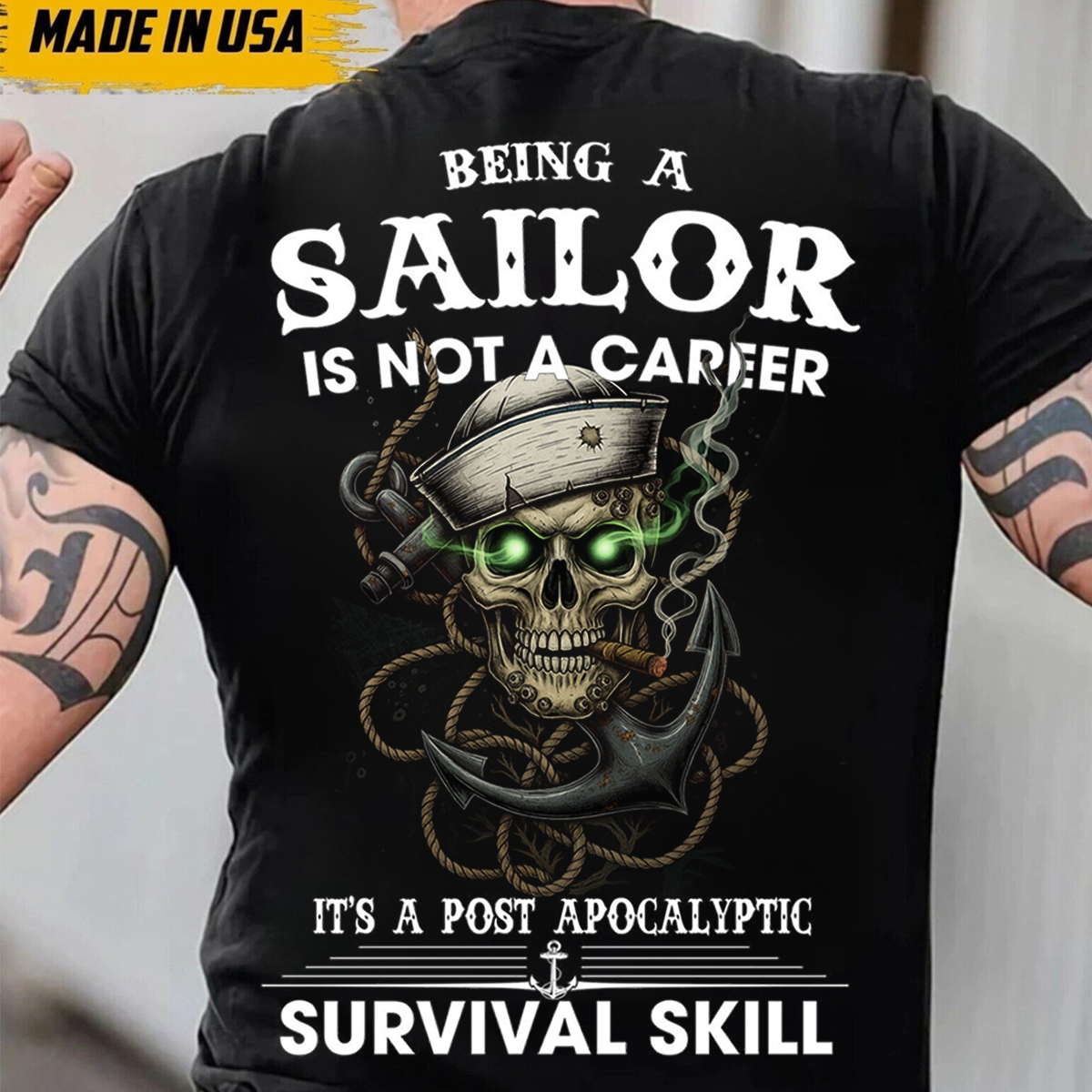 Sailor Skull T-Shirt – Navy Veteran Survival Skill Military Sailor Tee