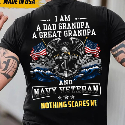 I am a Dad Grandpa, A Great Grandpa and a Navy Veteran T-Shirt, Patriotic Eagle Design, Gift for Veterans Day