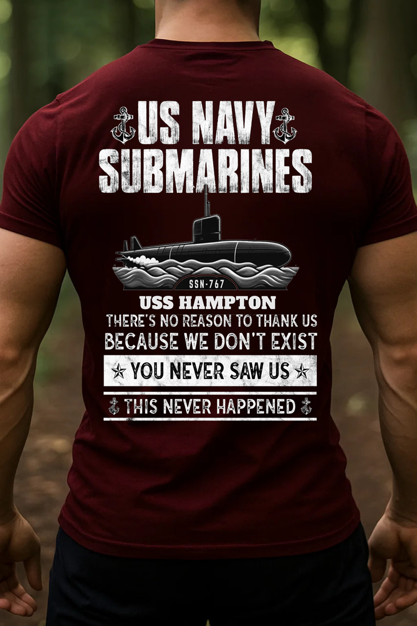 US Navy Submarine T-Shirt – USS Hampton SSN-767 Veteran Military Tee, Gift for Veterans Day