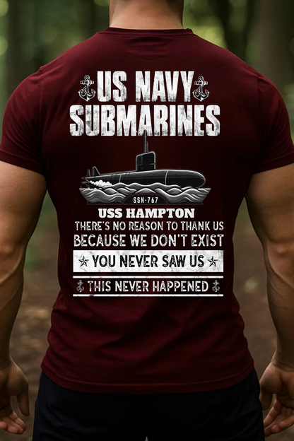 US Navy Submarine T-Shirt – USS Hampton SSN-767 Veteran Military Tee, Gift for Veterans Day