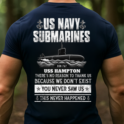 US Navy Submarine T-Shirt – USS Hampton SSN-767 Veteran Military Tee, Gift for Veterans Day