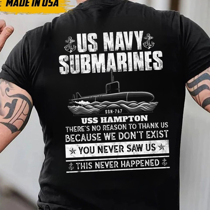 US Navy Submarine T-Shirt – USS Hampton SSN-767 Veteran Military Tee, Gift for Veterans Day